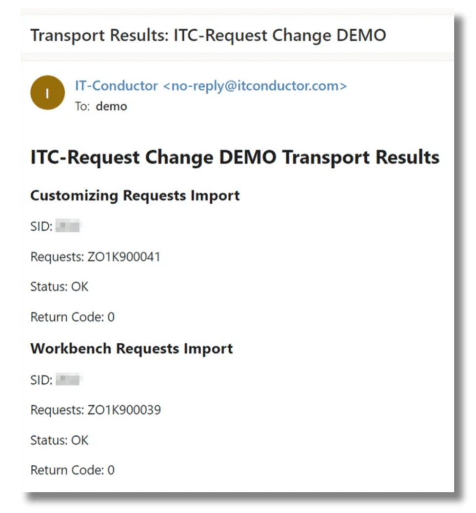 SAP Transports Email Notification